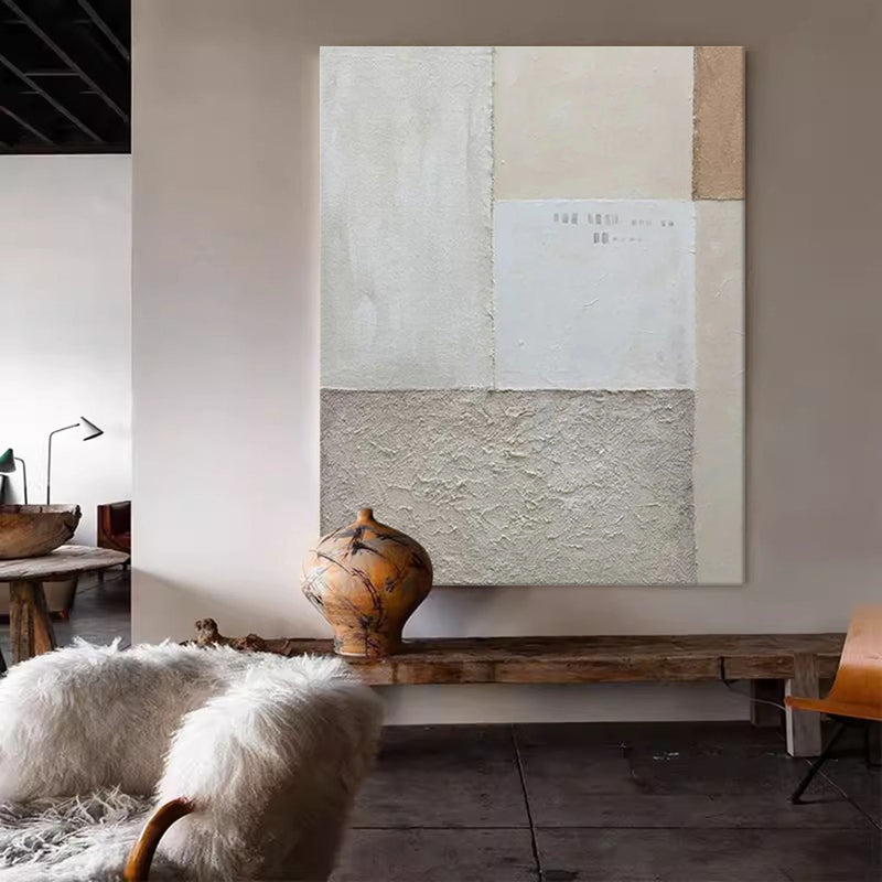 Beige Minimal Painting On Canvas Original Wabi Sabi Painting Boho Wall Art 3d Textural Painting