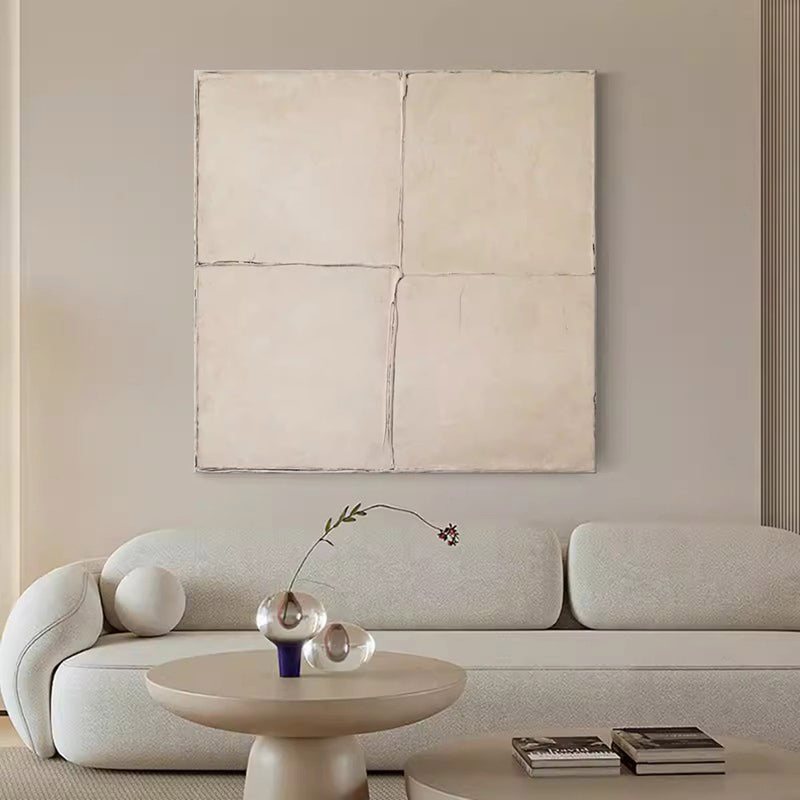 Large Neutral Beige Abstract Painting Neutral Pure Beige Wall Art Minimal Abstract Wall Art