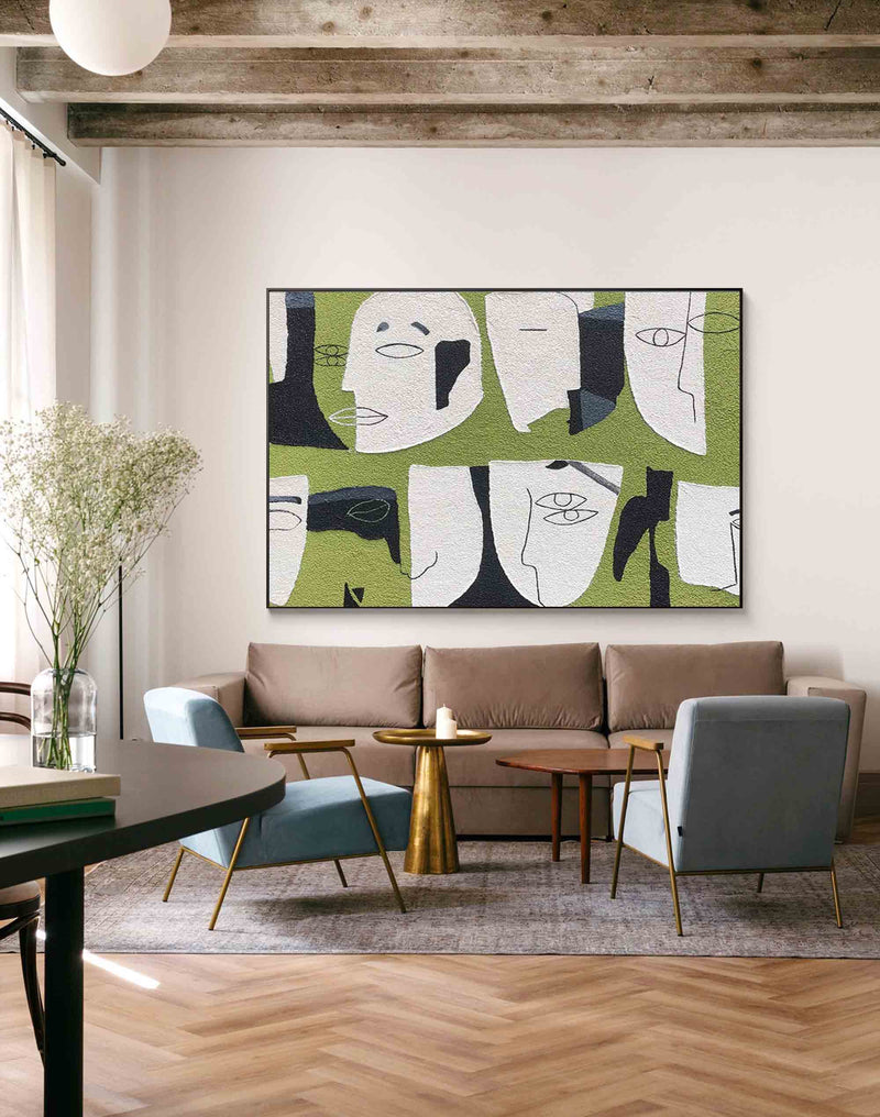 Minimalist Abstract Portrait Painting Framed Minimalist Art Of People For Living Room