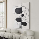 Large Black And White Minimalist Abstract Canvas Art Minimalist Line Painting Framed
