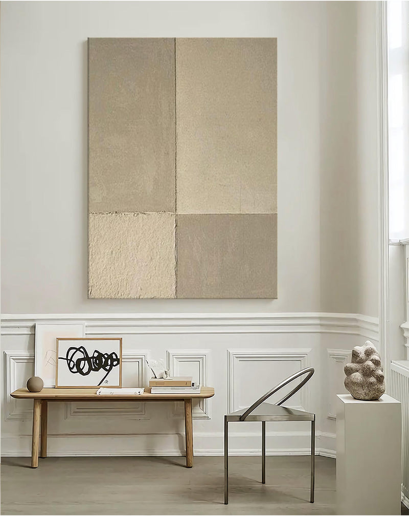 Large Beige Abstract Painting Beige Textured Wall Art Contemporary Minimalist Painting