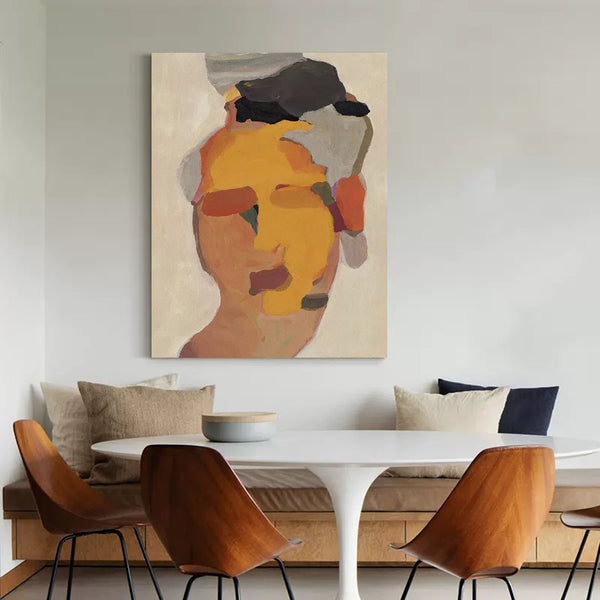 Female Abstract Minimalist Portrait Canvas Painting Minimalist Woman Art Framed