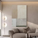 Little Green Minimalist Wall Art Neutral Beige Painting Large Abstract Canvas Art