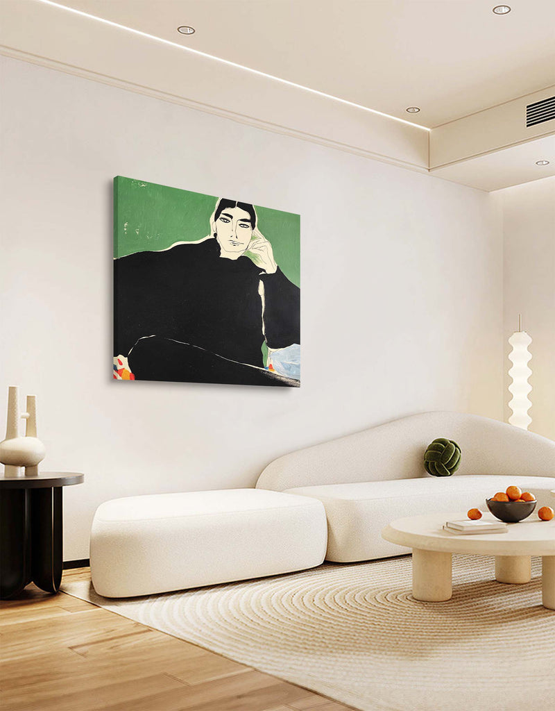 Modern Minimalist Woman Art Female Minimalist Wall Art Minimalist Portrait Painting Framed 