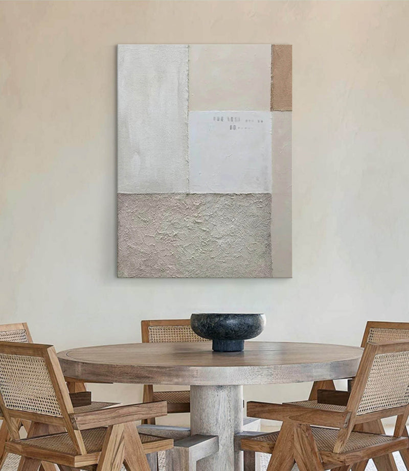 Beige Minimal Painting On Canvas Original Wabi Sabi Painting Boho Wall Art 3d Textural Painting