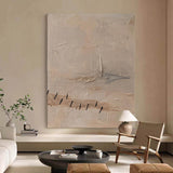 Beige Waibi Sabi Wall Art Brown Textured Painting On Canvas Brown Beige Textured Canvas Art