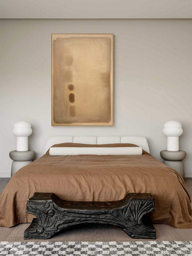 Beige Modern Minimalist Art Framed Abstract Minimalist Acrylic Painting On Canvas For Living Room