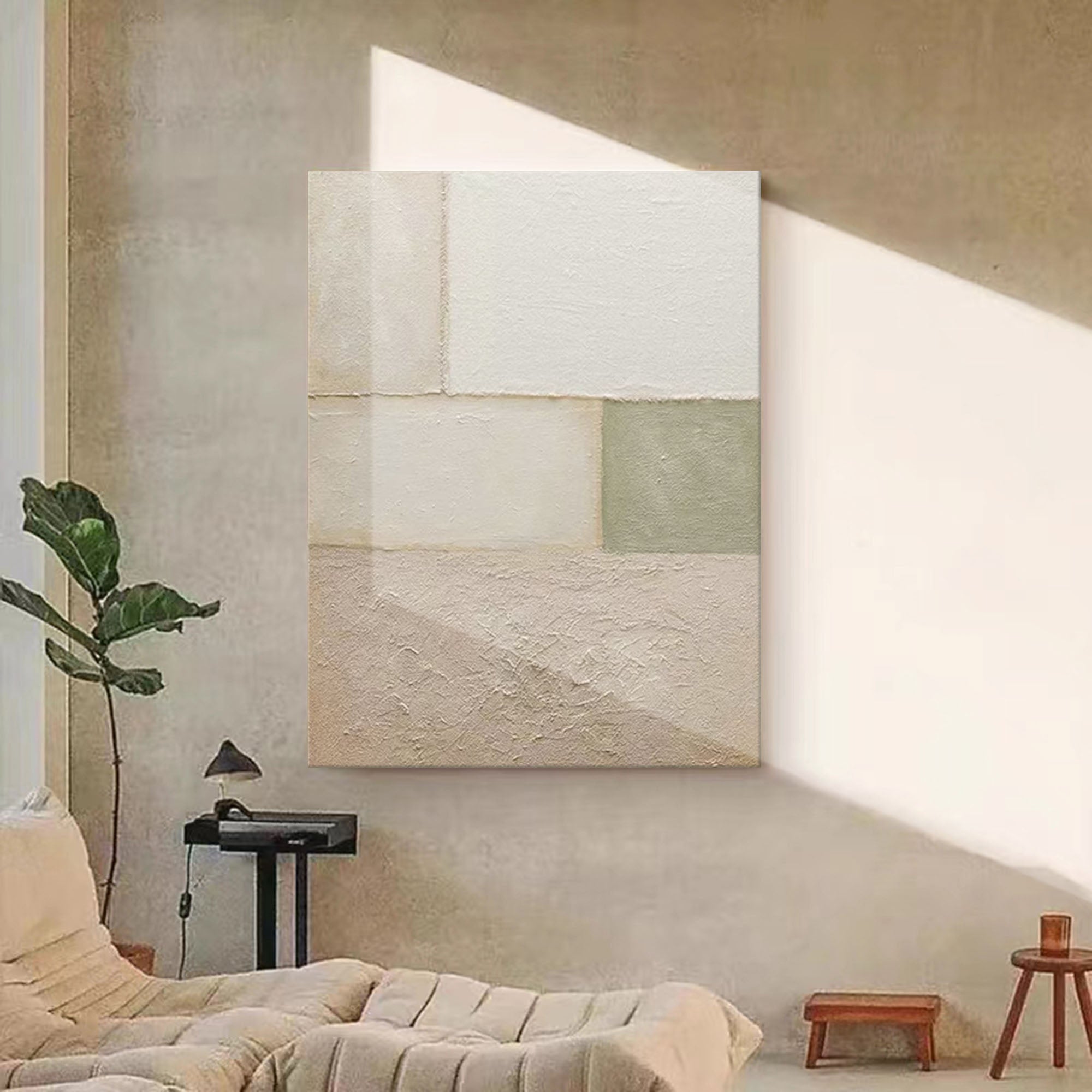 Textured Minimalist Canvas Art Neutral Beige Painting Beige And White Wall Art