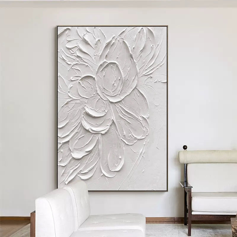 Oversized White 3D Abstract Art Textured Wall Art Plaster Wall Art  Minimalist Art Decor painting