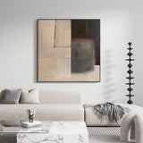 Beige And Black Abstract Oil Painting Original Beige And Black Wall Art Modern Minimalist Art for Bedroom