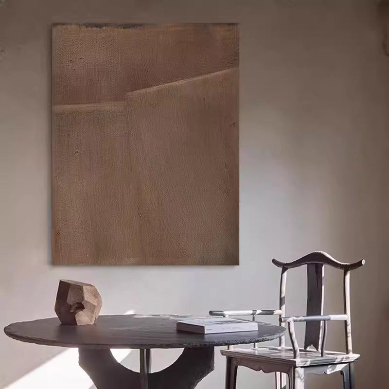 Large Minimalist Brown Abstract Painting on Canvas Brown Wabi Sabi Wall Art Brown Abstract Wall Art