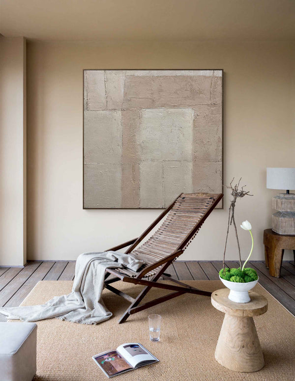 Minimalist Abstract Painting Acrylic Framed Modern Minimalist Wall Art For Living Room