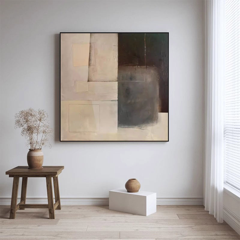 Beige And Black Abstract Oil Painting Original Beige And Black Wall Art Modern Minimalist Art for Bedroom