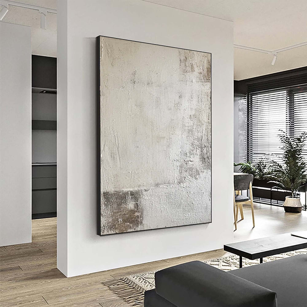 Minimalist White Abstract Painting Large White And Beige Wall Art ...