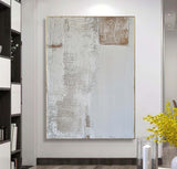 White And Beige Abstract Painting Large Minimalist Texture Painting White Textured Wall Art