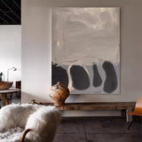 Original Beige Black Wabi Sabi Wall Art Minimalist Beige Abstract Painting Large Neutral Decor