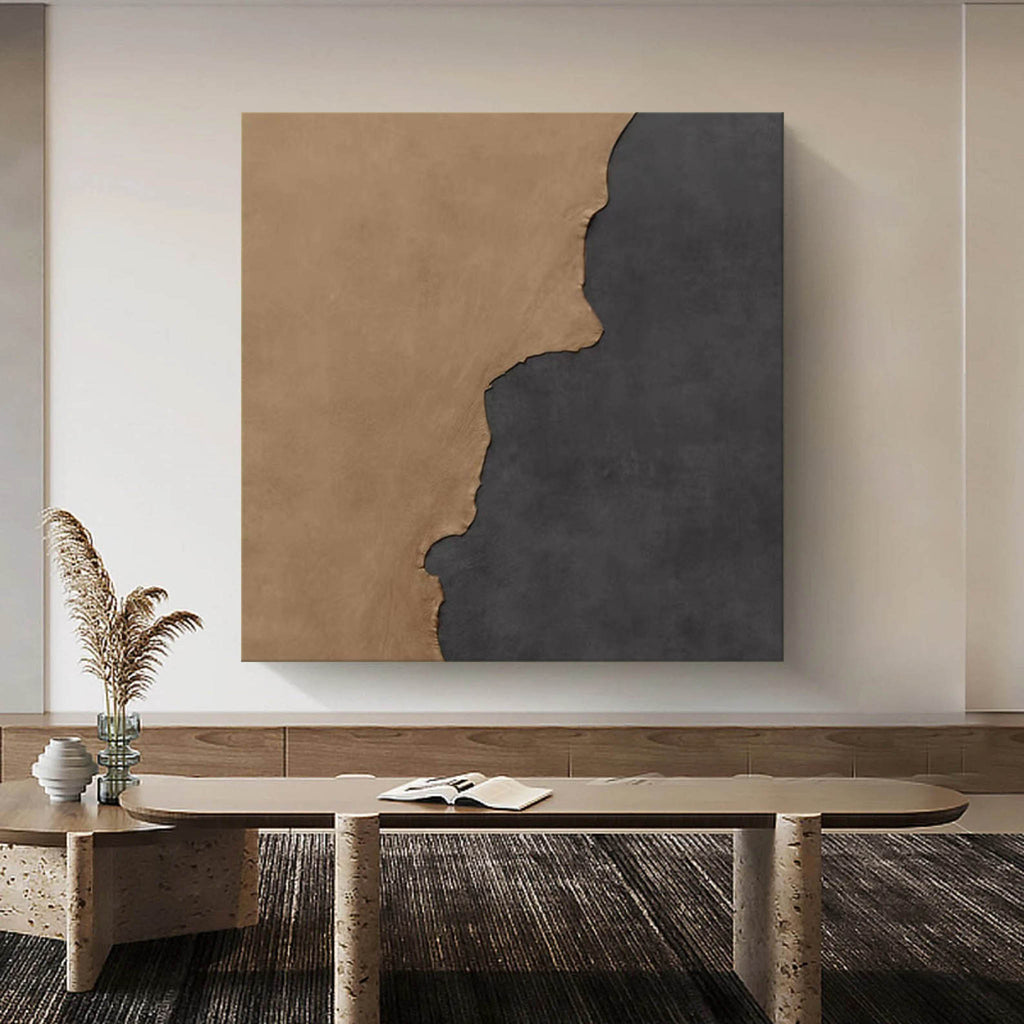 Original Black Brown Minimalist Wall Art Black Brown Abstract Wall Art ...