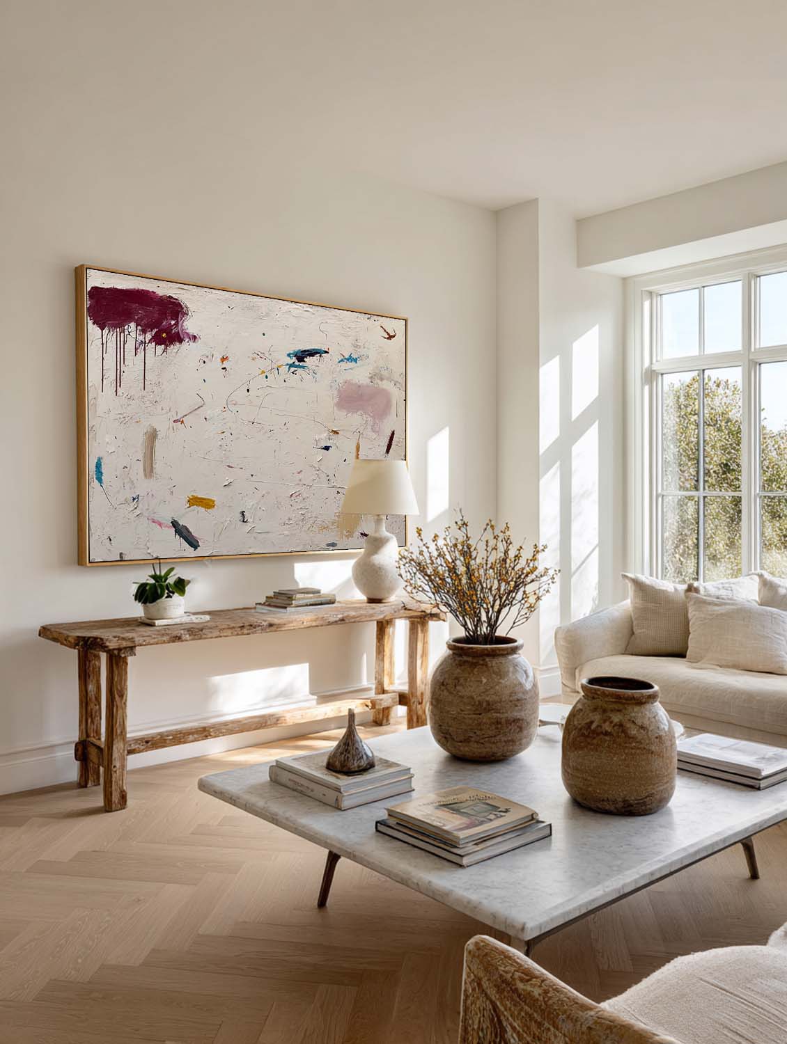 Handmade Neutral Beige And Cream Minimalist Abstract Painting Large Neutral Beige And Cream Textured Canvas Painting
