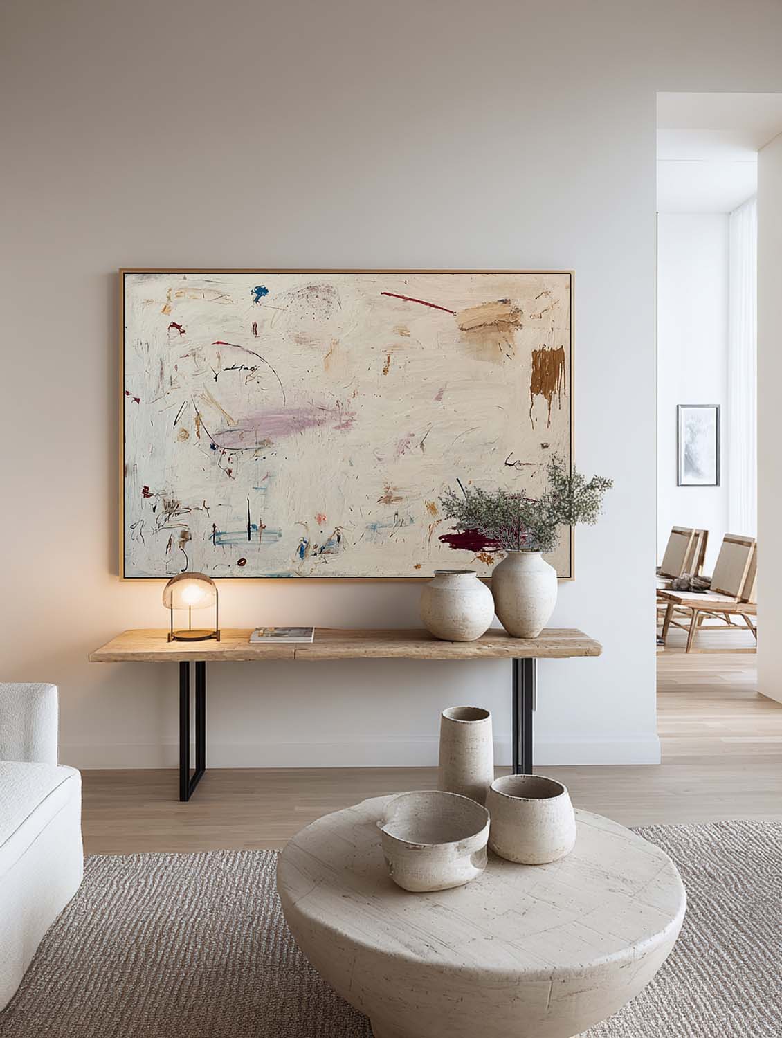 Large Neutral Beige Wall Art On Canvas Handmade Beige-Gray Graffiti Abstract Oil Painting Beige And Gray Abstract Canvas Art