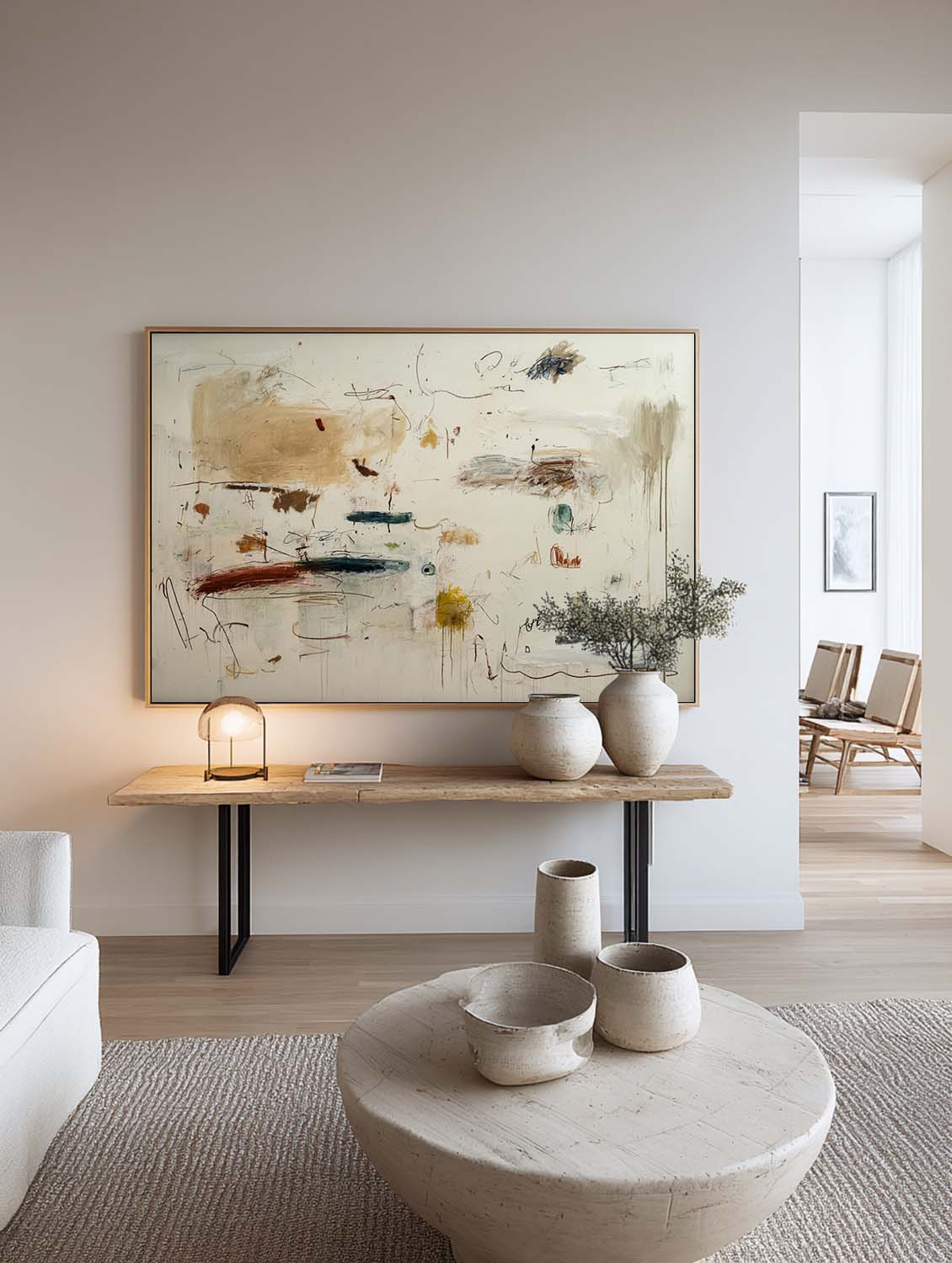 Handmade Neutral Beige Abstract Oil Painting Large Neutral Beige Abstract Canvas Artwork Original Beige Oil Painting