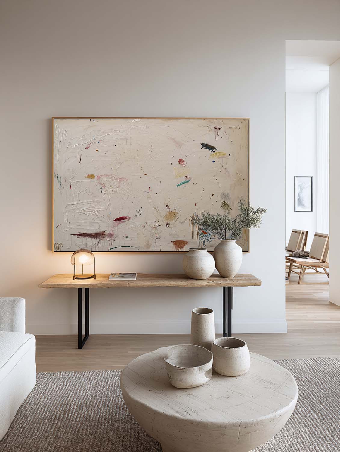 Handmade Neutral Beige Oil Painting Original Light Brown Abstract Canvas Art Large Beige Texture Graffiti Oil Painting