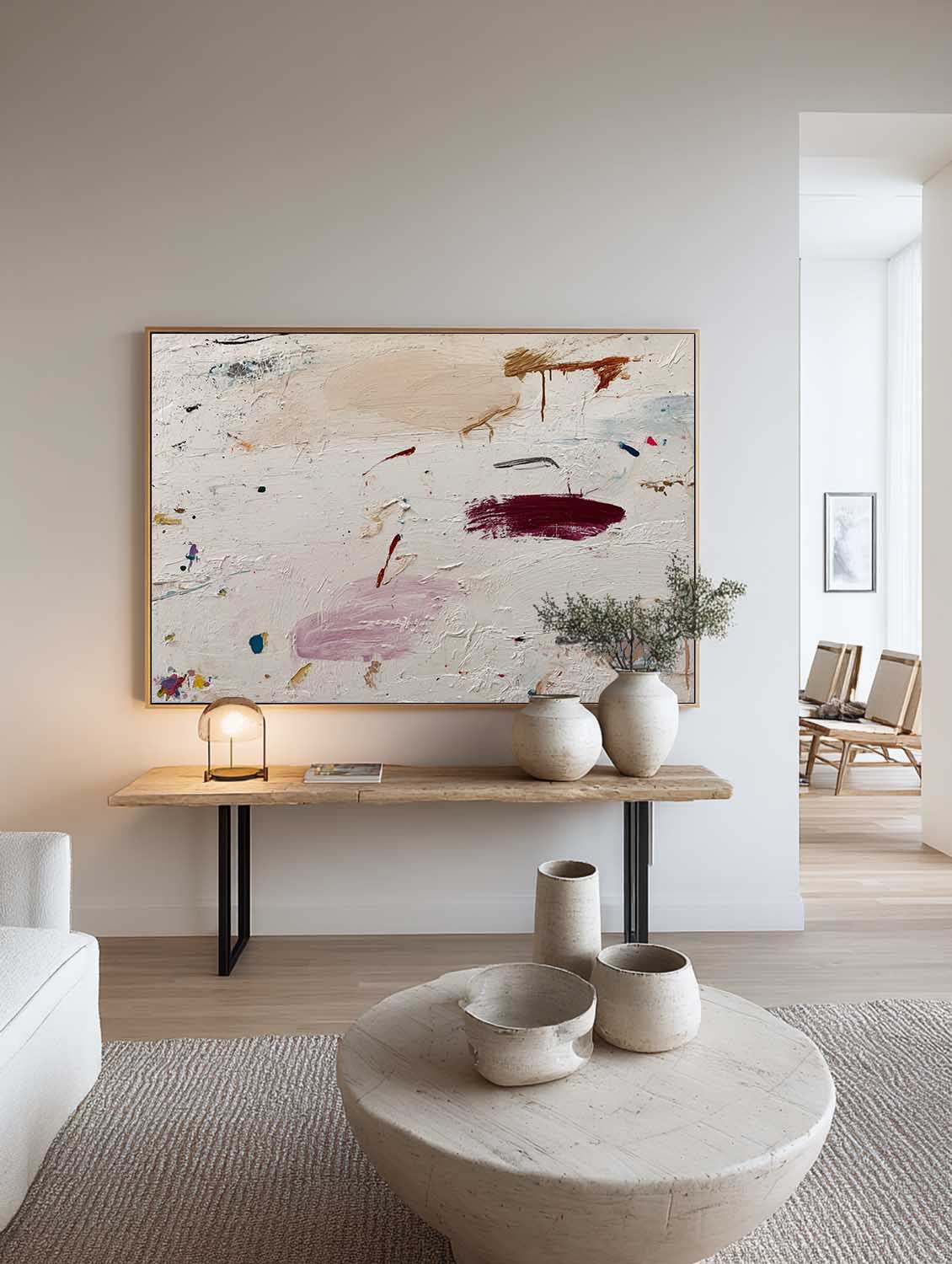 Original Neutral Earth Tones Abstract Painting Minimalist Neutral Beige Abstract Painting Wabi Sabi Beige Textured Oil Painting
