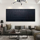 Black Textured Painting Black Wall Art Black Wall Decor Black 3d Minimalist Painting