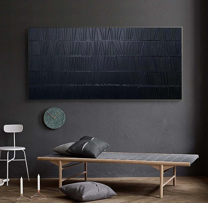 Black Textured Painting Black Wall Art Black Wall Decor Black 3d Minimalist Painting