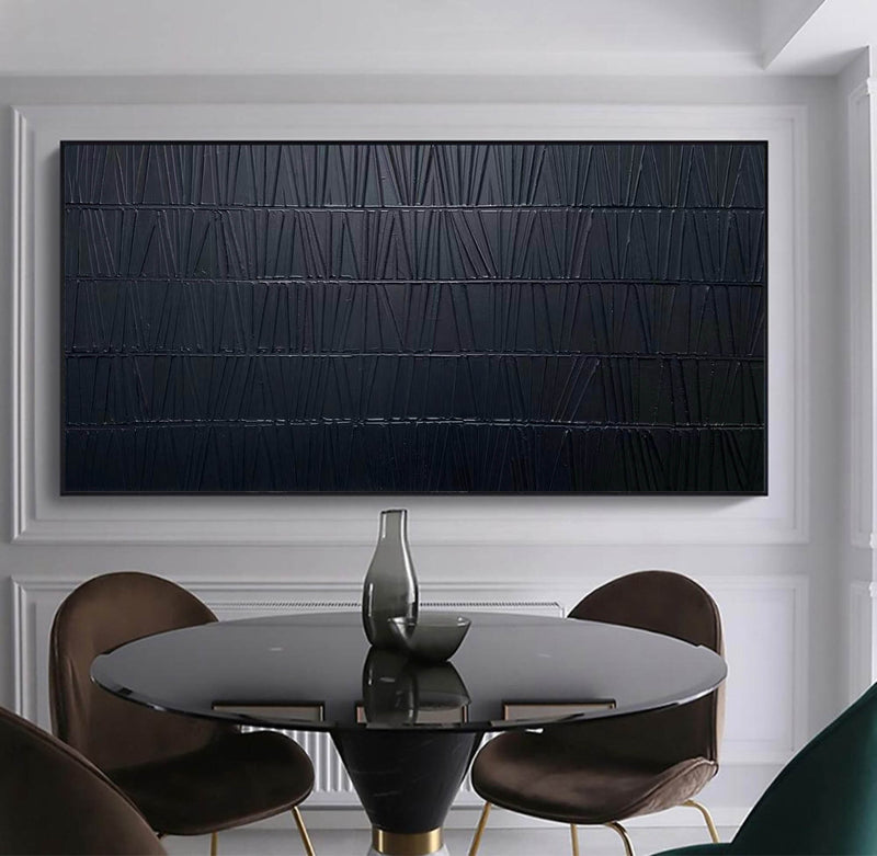 Black Textured Painting Black Wall Art Black Wall Decor Black 3d Minimalist Painting