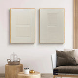 Textured Painting Modern Wall Decor Contemporary Art Set Of 2 Beige Minimalist Art Large Beige