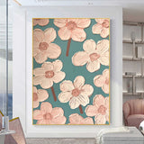 Pink Flower Painting Original Floral Painting Modern Textured Wall Art Minimalist Flower Painting