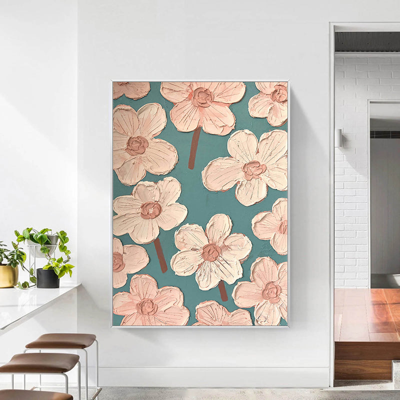 Pink Flower Painting Original Floral Painting Modern Textured Wall Art ...