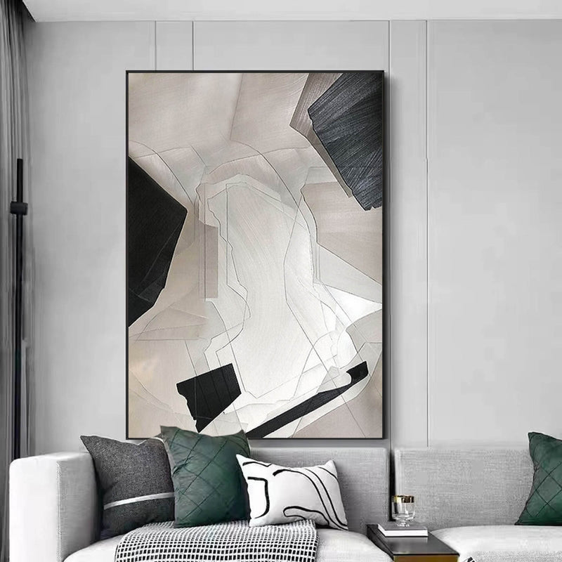 Large Minimalist Abstract Painting Beige and White Minimalist Painting On Canvas