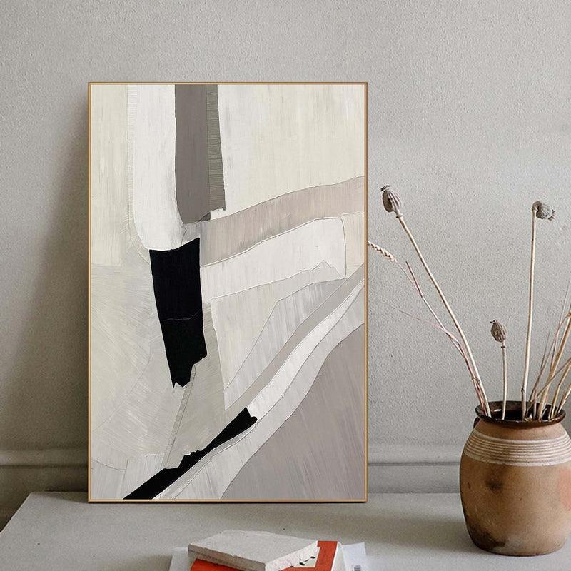 Grey And White Minimalist Painting Original Large Beige Abstract Painting