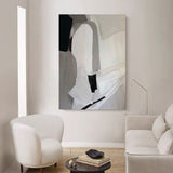 Grey and White Minimalist Painting On Canvas Large Minimalist Abstract Painting