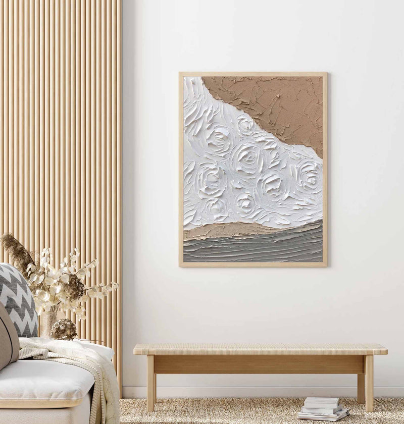 White Minimalist 3D Texture Painting Large Abstract Texture Art White and Brown Painting