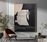 Large Minimalist Abstract Painting Black Gray Minimalist Painting On Canvas