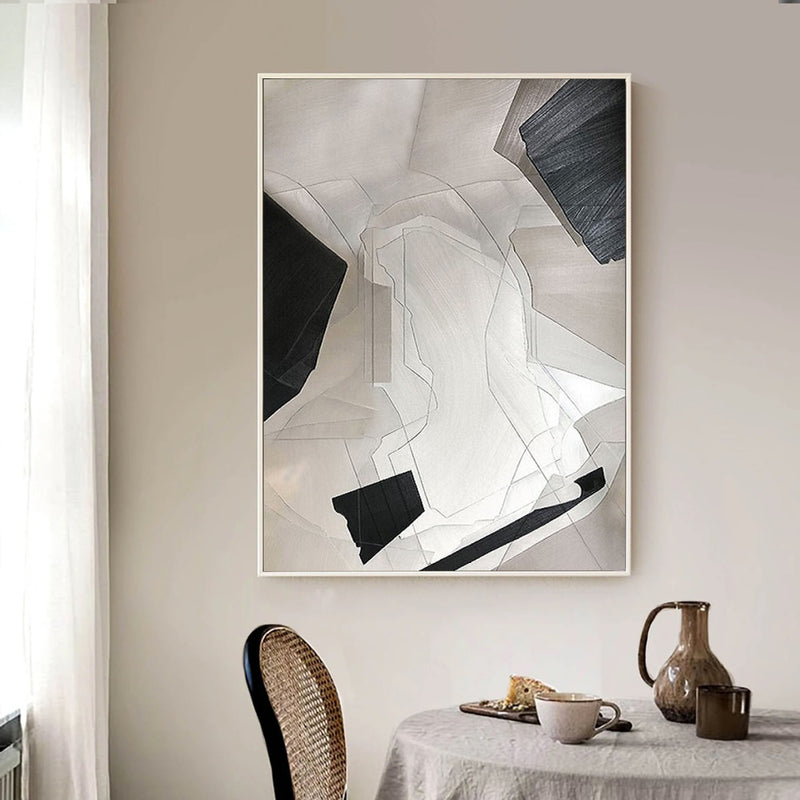 Large Minimalist Abstract Painting Beige and White Minimalist Painting On Canvas