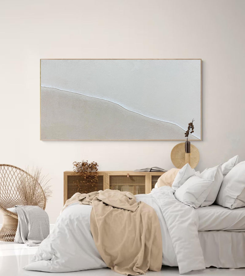 White Plaster Wall Art White Plaster Painting On Canvas Plaster Abstract Sand Beach Painting