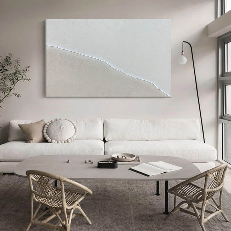 White Plaster Wall Art White Plaster Painting On Canvas Plaster Abstract Sand Beach Painting