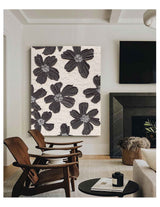 Black And Beige Texture Painting Minimalist Flower Painting Black Abstract Flowers Textural Painting