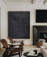 Large Black Abstract Painting Minimalist Black Abstract Painting Living Room Wall Decor Painting