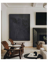 Large Black Abstract Painting Minimalist Black Abstract Painting Living Room Wall Decor Painting