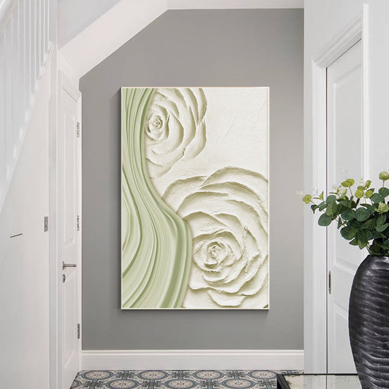 Green Flower Texture Painting Green 3d Texture Abstract Painting Green Abstract Wall Art