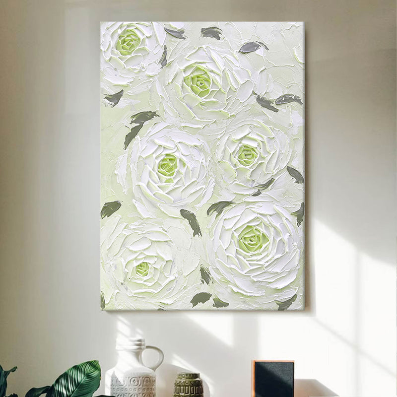 Green And White Abstract Texture Art Green Canvas Abstract Painting Modern Art
