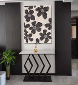 Black And Beige Texture Painting Minimalist Flower Painting Black Abstract Flowers Textural Painting