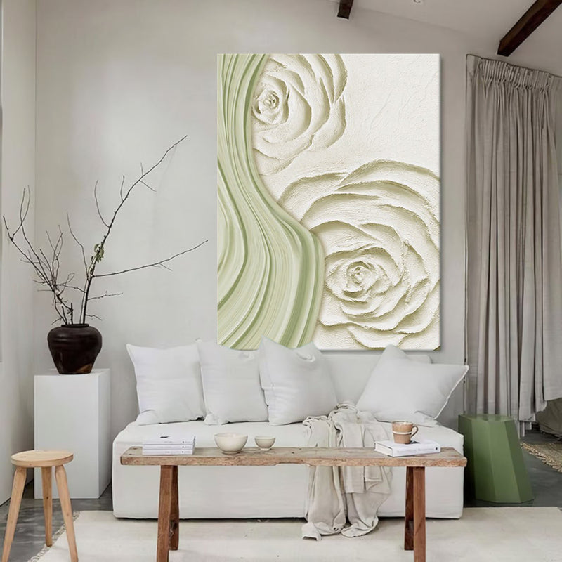 Green Flower Texture Painting Green 3d Texture Abstract Painting Green Abstract Wall Art