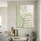 Green Flower Texture Painting Green 3d Texture Abstract Painting Green Abstract Wall Art