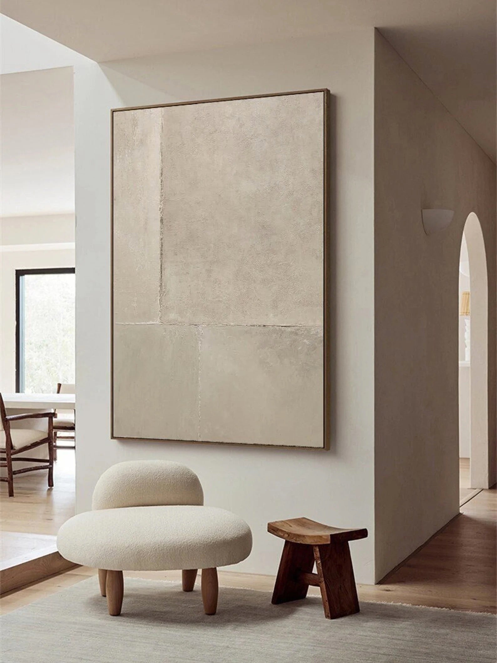 Beige Brown Textured Wall Art Original Brown Minimalist Painting Beige Minimalist Canvas Art