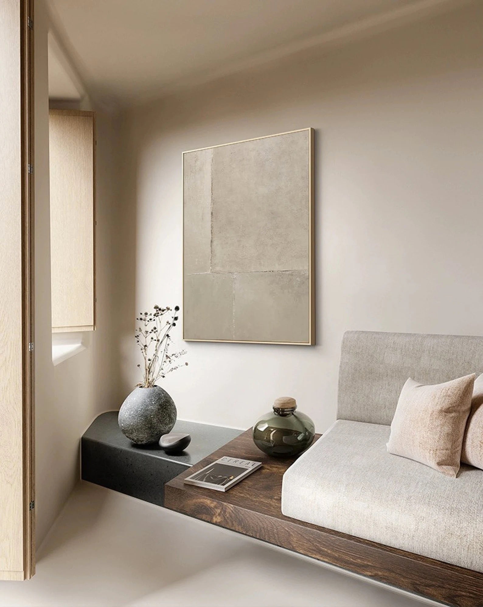 Beige Brown Textured Wall Art Original Brown Minimalist Painting Beige Minimalist Canvas Art